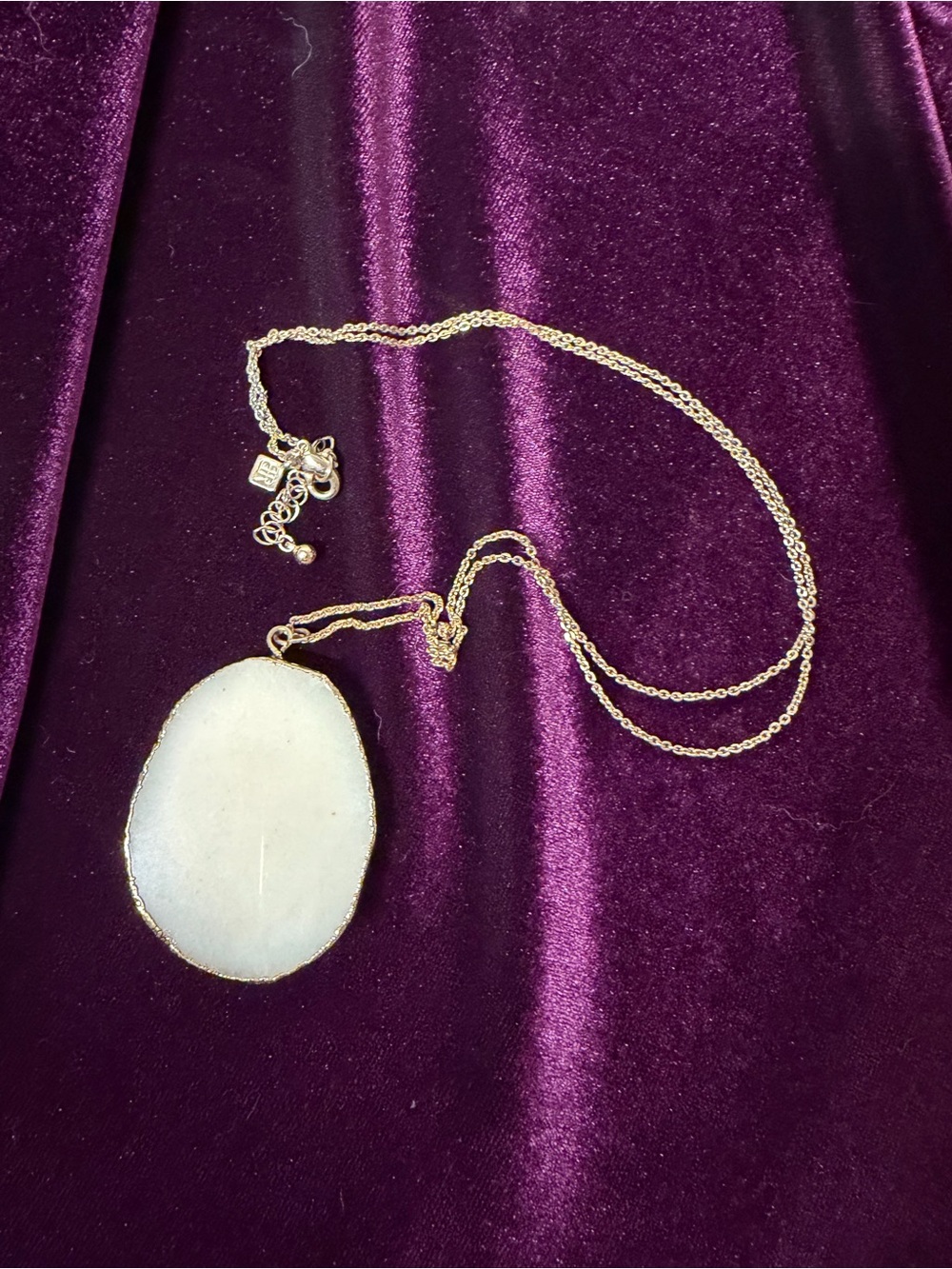Banana Republic White Druzy Pendant on Gold Chain